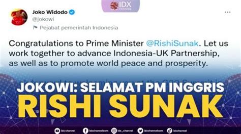 Jokowi Selamat PM Inggris Rishi Sunak