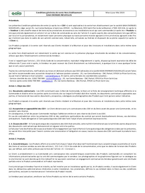 Fillable Online Conditions Gnrales De Vente Services A La Conditions