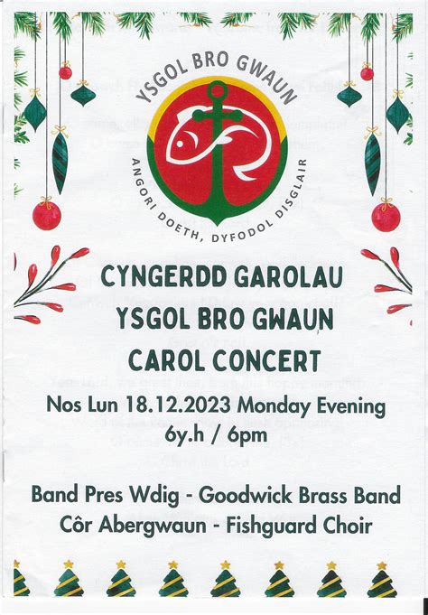 Ysgol Bro Gwaun Cyngerdd Carolau Carol Concert Choirs And