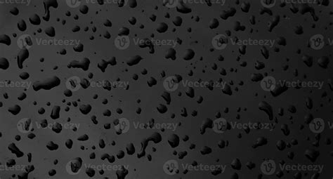 Water Drops On Black Dark Surface Texture Background Stock