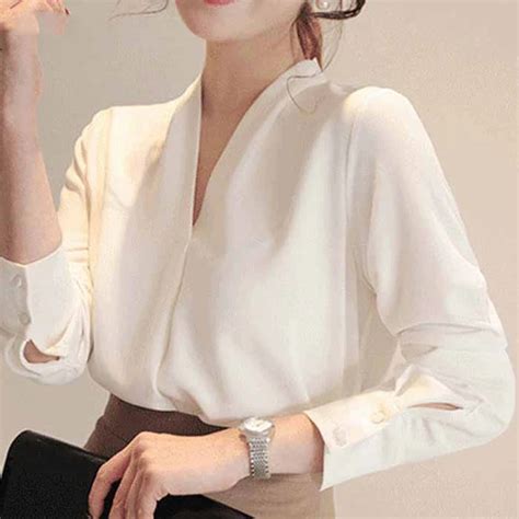 Camisa De Manga Larga De Estilo Coreano Para Mujer Blusa Elegante De