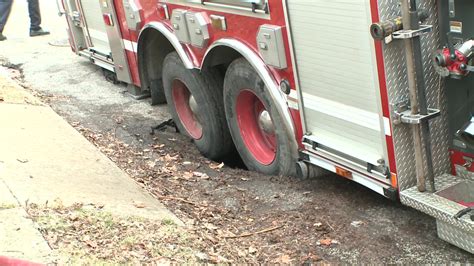 Cleveland Fire Truck Gets Stuck After Road Collapse