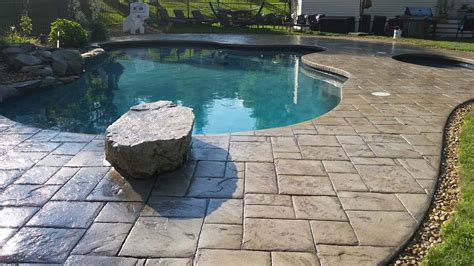 Wet Look Stamped Concrete Pool Deck Sealed With Foundation Armor AR350