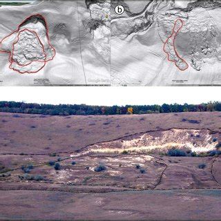 Examples of delineated landslides: a-shaded view of a rotational ...