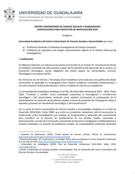 Convocatoria Para Proyectos De Investigaci N Centro Universitario