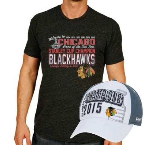 Chicago Blackhawks 2015 Stanley Cup Champions Shirt & Hat Combo Pack ...