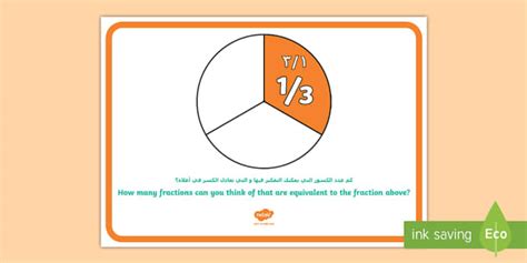 KS1 One Third Equivalent Fractions Display Poster Arabic/English