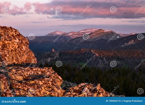 Mount Yamantau at Sunrise, Ural Mountains, Russia Stock Photo - Image ...