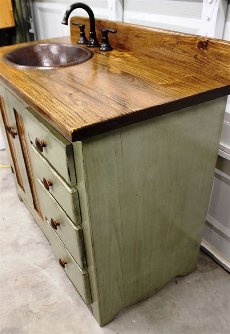 Rustic Farmhouse Vanity Copper Sink 42 Sage Green Bathroom Vanity