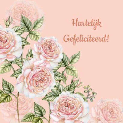 Felicitatie Botanische Rozen Kaartje Go