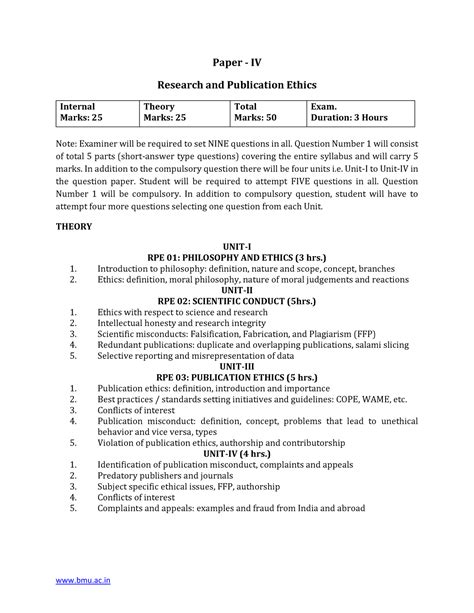 Paper IV Common For All Research And Publication Ethics Bmu Ac