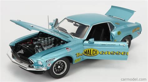 Acme Models A1801858 Scale 1 18 Ford Usa Mustang 429 Coupe The Malco Gasser 1969 Light Blue Met