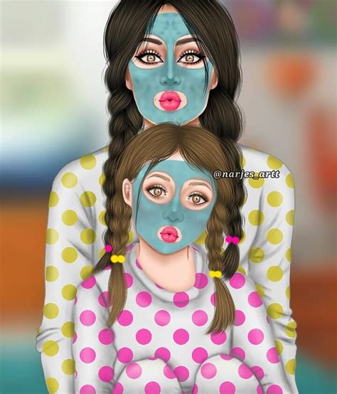 رايكم؟ 💛💗 Narjes Artt Cute Drawings Girly Art Mother Daughter Art