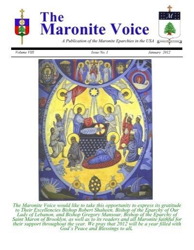 Maronite Voice Eparchy Of Saint Maron Of Brooklyn