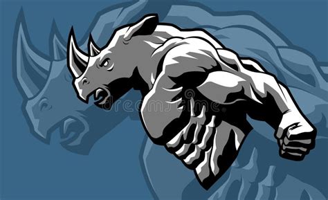 Humanoid Rhino Charging stock illustration. Illustration of horns - 268510554