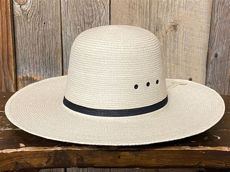 Sunbody Open Crown Brim Natural Palm Leaf Straw Cowboy Hat Straw