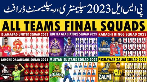 Psl 2023 All Teams Squads Finalized Psl 2023 Full Squads Of All Teams