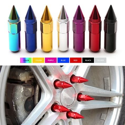 Universal 20PCs 90mm Red Car Wheel Lug Nut Set With Spike Car Styling For Wheels Rims M12X1.5 ...