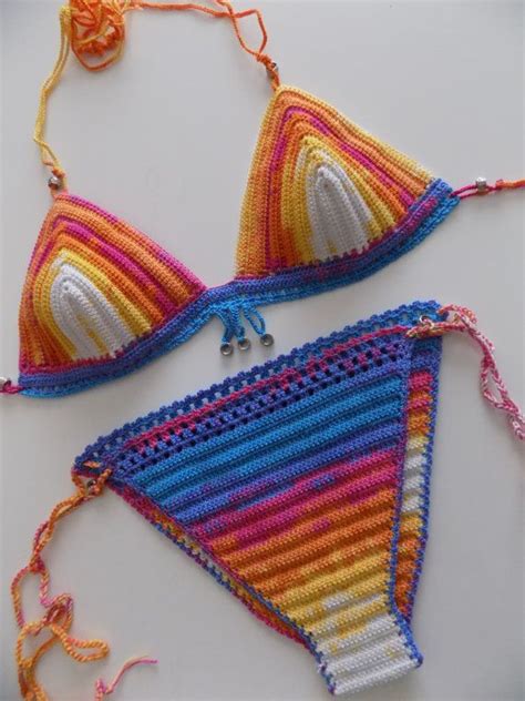 Rainbow Bikini Set Rainbow Crochet Bikini Crochet Swimwear Crochet