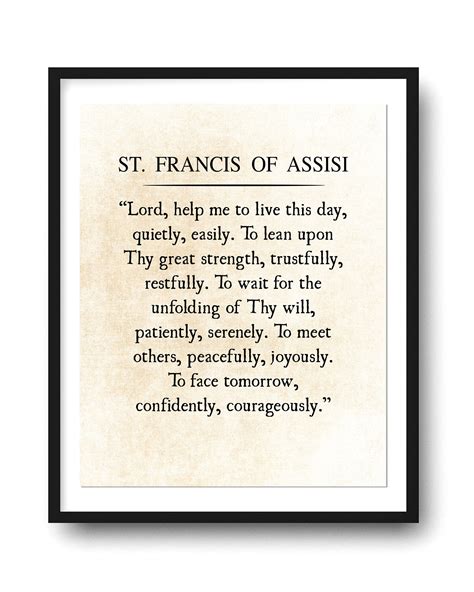 St Francis Of Assisi Prayer Quote Art Print Lord Help Me To Live This Day Literary Print