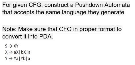 Solved For Given Cfg Construct A Pushdown Automata That Chegg