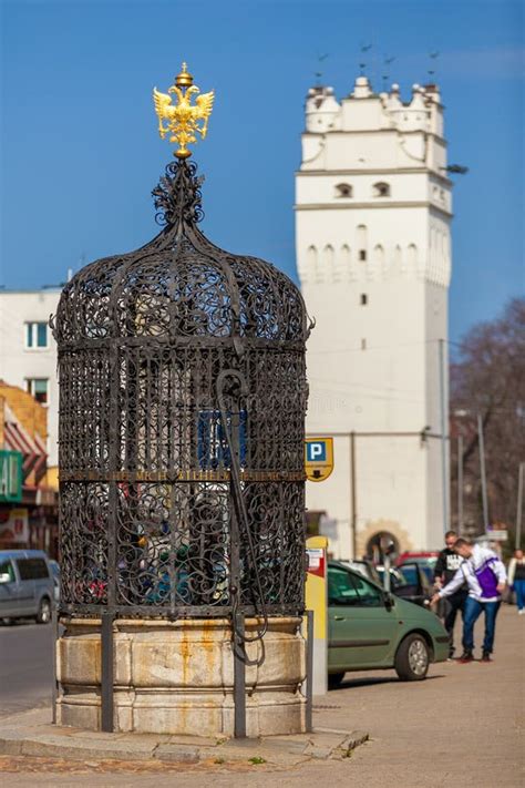 The Historic Beautiful Well And The Wroc Aw Tower In Nysa Editorial