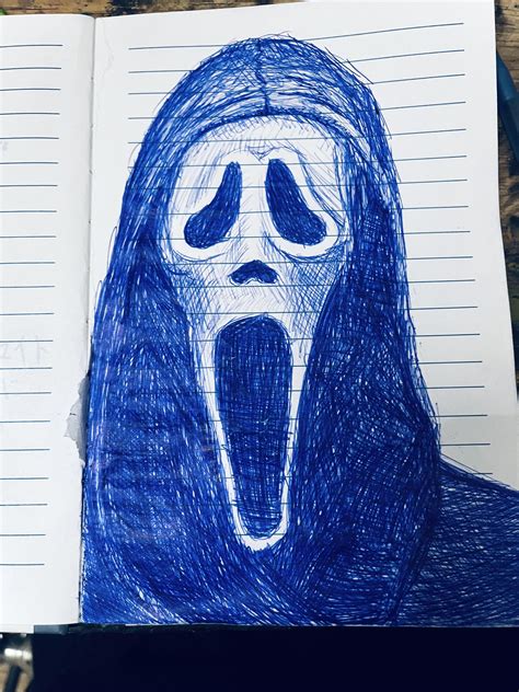 Quick Ghostface sketch I did. Overall it took me 30 minutes : r/Scream