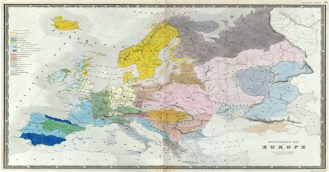 Ethnographic Map Of Europe” Made By Dr Gustaf Kombst In 1841