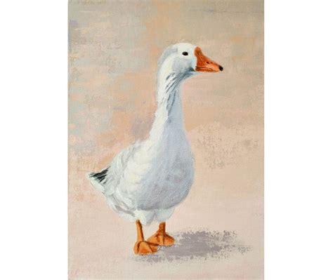 Goose Painting Bird Original Artwork On Canvas 12 By 8 By Acrylic Farm