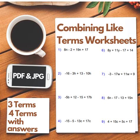 Combining Like Terms Worksheet