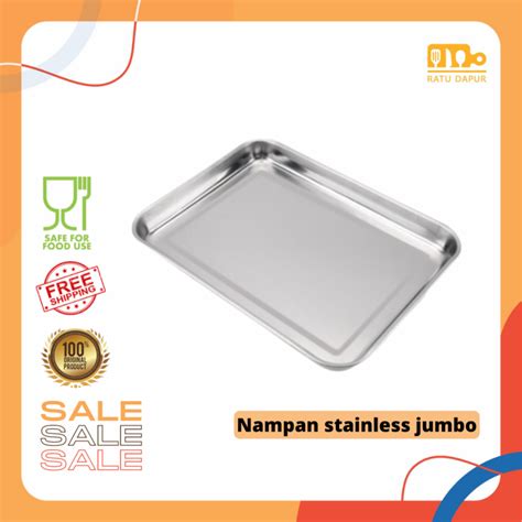 Nampan Baki Jumbo Stainless Steel 40 X 30 X 4 Lazada Indonesia