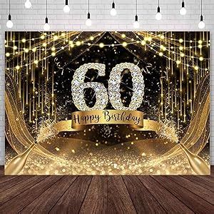 Amazon AIBIIN 7x5ft Happy 60th Birthday Backdrop Black Gold