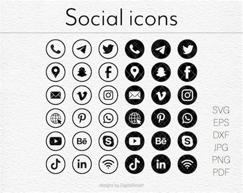 Social Icons Svg Vector Social Icons Instagram Logo Svg Social Etsy