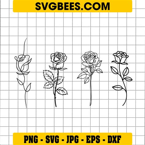 Rose Day Flower Svg Rose Outline Svg SVGbees SVGbees