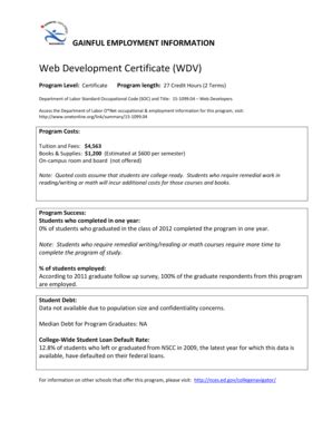 Fillable Online Northshore Web Development Certificate WDV