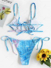 ZAFUL Velour Tie Dye Smocked String Bikini Swimwear In BLUE ZAFUL 2024