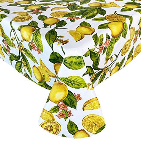 Newbridge Zesty Lemons Vinyl Flannel Backed Tablecloth Lemon Vine Indoor Outdoor Waterproof