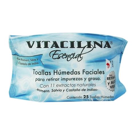 Toallitas húmedas faciales Vitacilina Esencial para retirar impurezas y