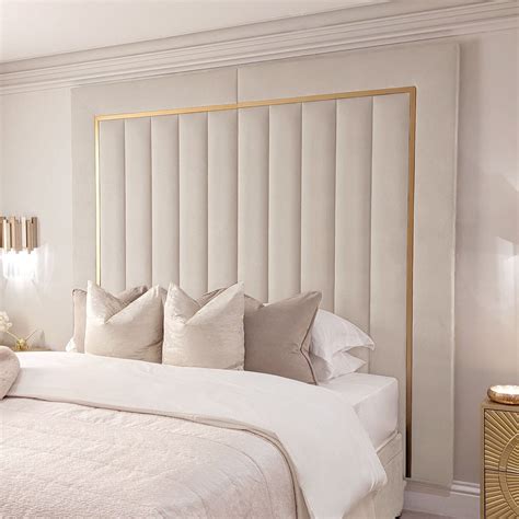 Milan Cream And Gold Channelled Luxury Headboard Rowen Homes