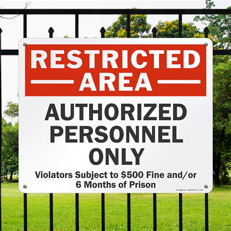 Authorized Personnel Violators Subject To Fine Sign Sku S 7671