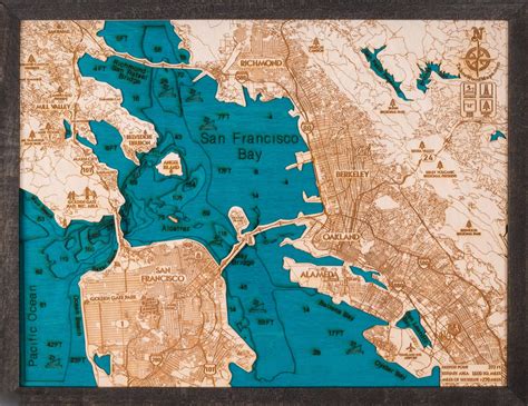 San Francisco Bay 3D Wood Map – Tahoe Wood Maps