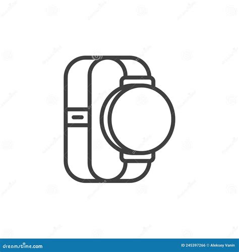 Round smartwatch line icon stock vector. Illustration of pictogram - 245397266