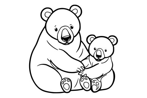 Baby Bear and Mother Bear Coloring Pages Graphic by MyCreativeLife · Creative Fabrica