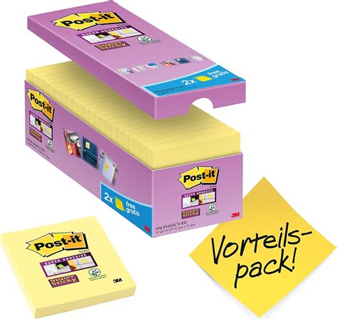 Post It Super Sticky Notes Kanariengelb Vorteilspackung Bl Cken