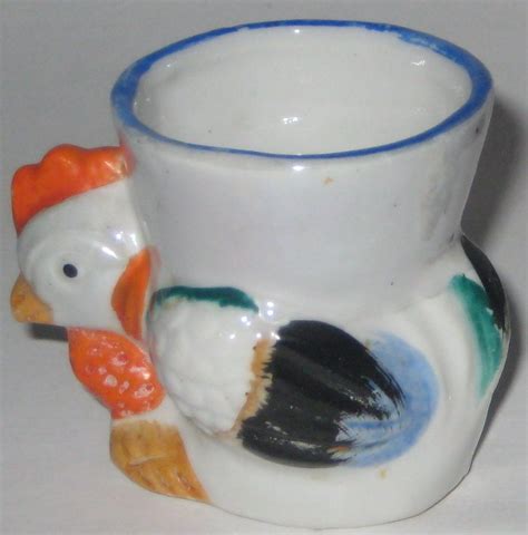 Hen Chicken Rooster W Lustre Glaze Egg Cup Vintage Japan Pottery Egg Cups Hen Chicken