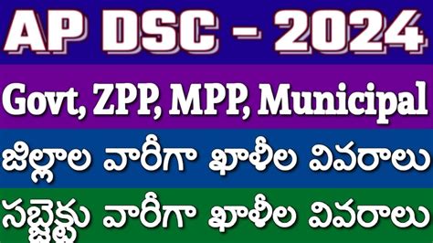 Ap Mega Dsc 2024 Government Zp Mpp Municipal District Wise Subject