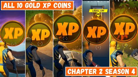 All 10 Gold Xp Coins Locations In Fortnite Chapter 2 Season 4 Good As Gold Punch Card Youtube