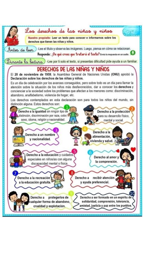 Fichas Derechos del niño Derechos de los niños Lecturas