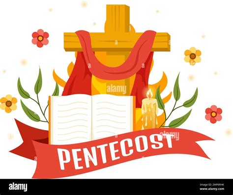 Pentecost Sunday Vector Illustration With Flame And Holy Spirit Dove In