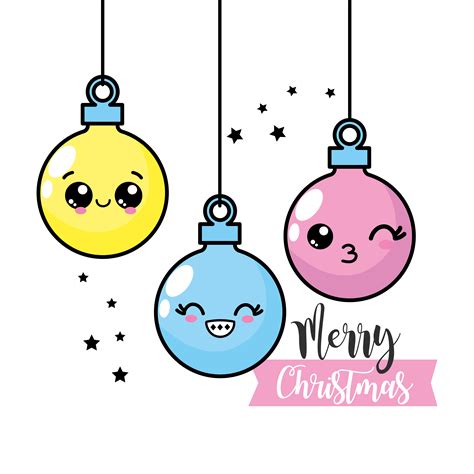 Kawaii Merry Christmas Ornaments 679714 Vector Art At Vecteezy